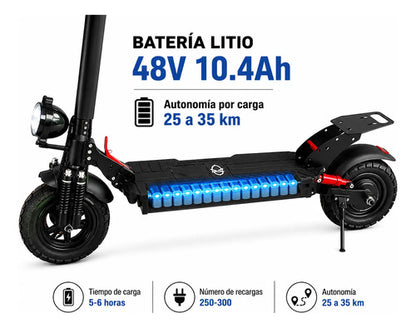 Monopatín Eléctrico Knex Urban - Motor 800w - 48v*10.4ah Negro
