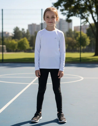 Remera Térmica Manga Larga Niños Elite Uv50+ Mmsports Blanco Liso 10