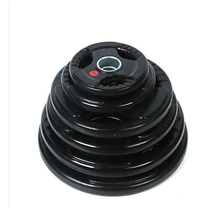 Disco Olimpico De Hierro Engomado C/ Agarres 20kgs Negro