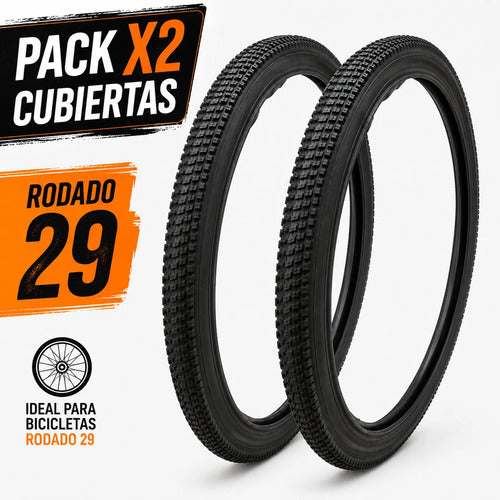 Pack X2 Cubiertas Bicicleta Rodado 29 29x2.125 Mtb Negro