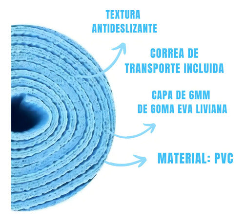 Mat Yoga Drb Colchoneta Eva 4mm Pilates Fitness Tyttennis Color Celeste
