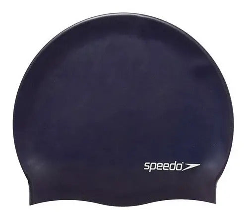 Gorra Natacion Speedo 100% Silicona Adultos Gorro Ergonomica Pileta Color Azul Marino Diseño De La Tela Liso Tamaño Adulto