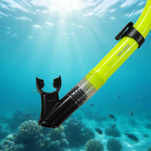 Set Snorkel Adulto + Máscara Silicona Para Buceo Amarillo
