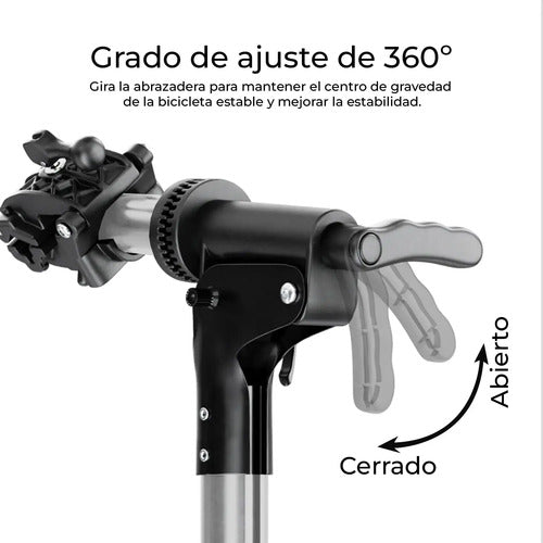 Soporte Reparación Bicicletas 58-94cm Rotación 360 - Zuba Plateado