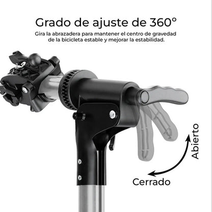 Soporte Reparación Bicicletas 58-94cm Rotación 360 - Zuba Plateado