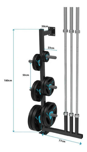 Soporte Para Discos Olímpicos Barras Para Piso Gym Livepro Negro