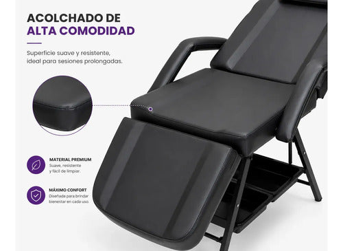 Silla Reclinable Multiuso Para Masajes Estética Y Podología Negro