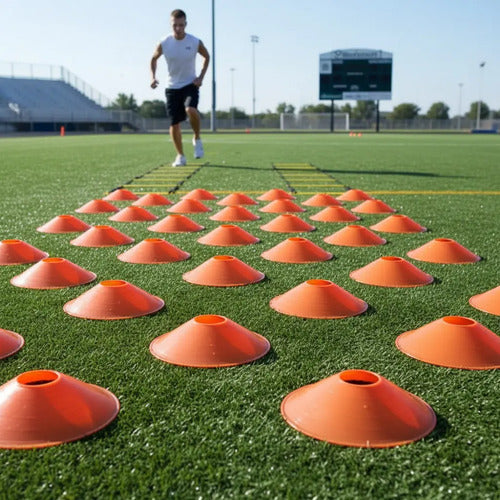 Kit Fútbol Escalera Agilidad + 10 Platos + 10 Conos Altos Surtido