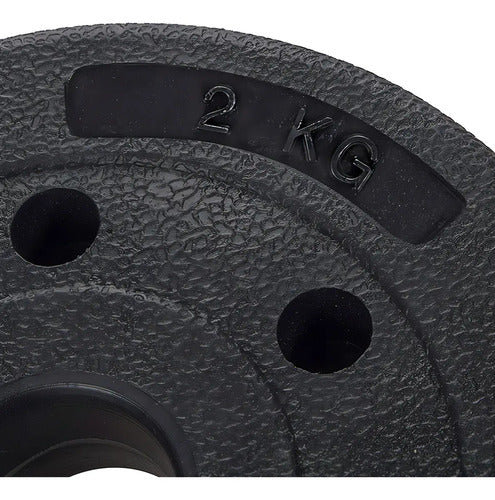 Pesa Disco Revestido 2kg Para Barra Mancuerna Entrenamiento Negro