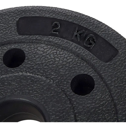 Pesa Disco Revestido 2kg Para Barra Mancuerna Entrenamiento Negro