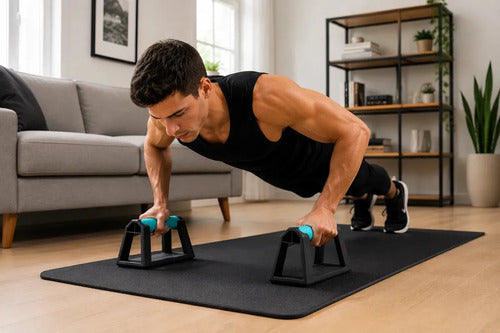 Par Barras Push Up Calistenia Fitness Antideslizantes Pro Turquesa