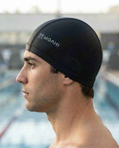Gorra De Natación Polyester Moaki Mahana Tela Negro Negro Lisa Unico