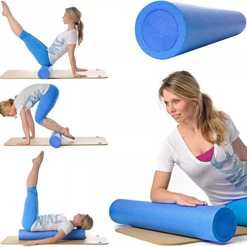 Rolo Para Pilates Liso 90x15 Cm Yoga / Pilates - K'nex Azul