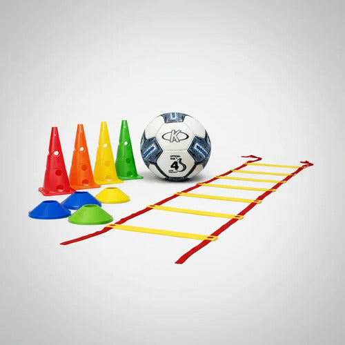Set Conos Entrenamiento Fútbol Pelota N°4 Escalera Y Platos Surtido