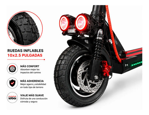 Monopatin Eléctrico Knex R10 Plegable Negro/rojo 36v*10.4ah Negro