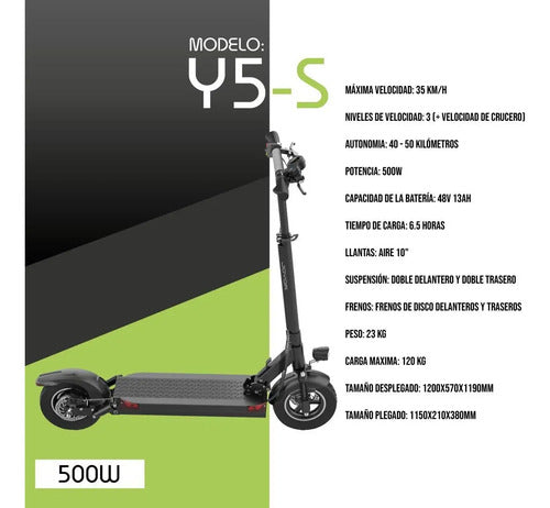 Monopatín Eléctrico Y5-s Joyor 500w Mm Sports Negro