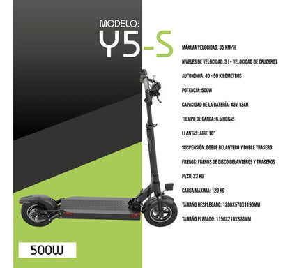 Monopatín Eléctrico Y5-s Joyor 500w Mm Sports Negro
