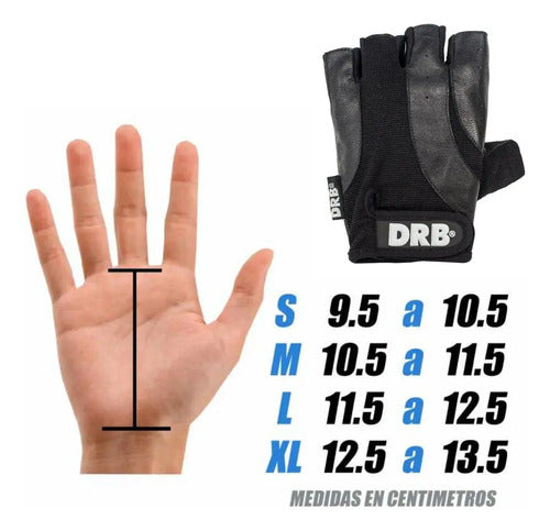 Guantes Drb Para Gym Fitness Entrenamiento Cuero Mmsports Negro Lisa L