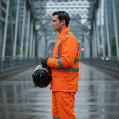 Traje Impermeable Naranja Reflectivo Vial Moto Naranja M