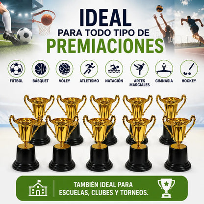 Copa Trofeo Con Asas Premio Para Deportes 13cm Pack X10 Dorado