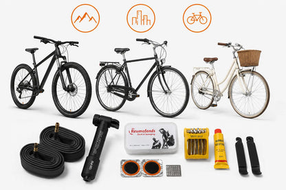 Kit Reparación Bicicleta Rodado 26 2 Cámaras Inflador Parche
