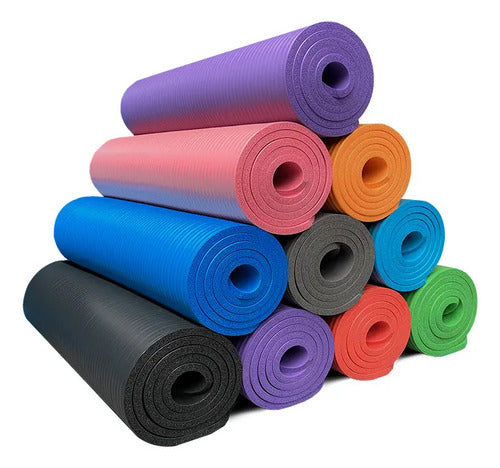 Colchoneta Alfombra Para Yoga Gym Entrena En Casa 10 Mm Alta Color Azul