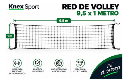 Red Volley Economica S/banda 9.5* 1mts Negro