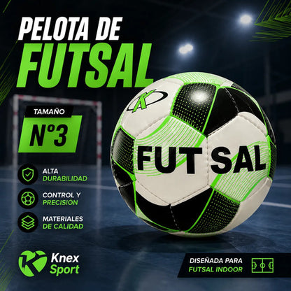 Pelota De Futsal N°3 Knex Sport Fútbol Sala Indoor Calidad Negro/verde
