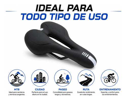 Asiento Bicicleta Mtb Antiprostático Ergonómico Calidad Negro