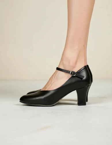 Zapato Baile Flamenco Prof. Cuero Taco/hebilla Mmsports Negro Liso 39 Uy