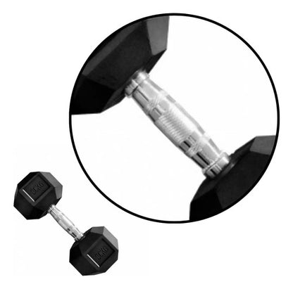 Mancuerna Hexagonales Hierro Recubierto 30kg Rhino Negro