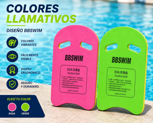 Tabla Natación Bbswim 45x28cm Entrenamiento Piscina Eva Surtido