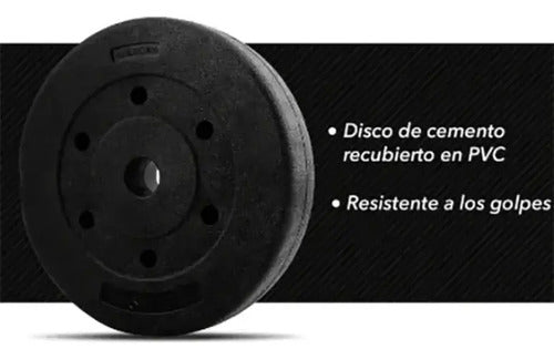 Disco Pesas 3kg Revestido En Pvc Gym Entrenamiento Negro