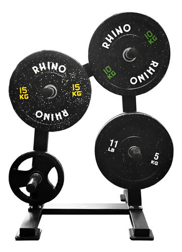 Soporte Para Discos Olímpicos A Piso 8 Posiciones - Rhino Negro