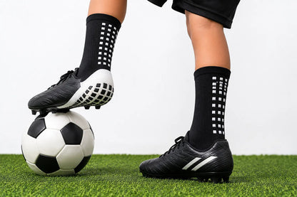 Pack X10 Medias Cortas Antideslizantes Niños Fútbol Calidad Negro 26-30