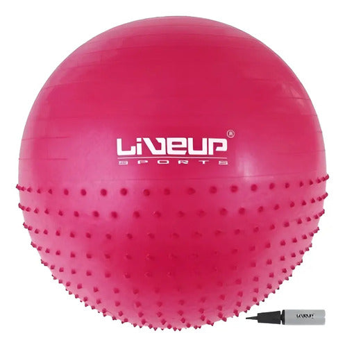 Pelota De Pilates De Masaje 65cm Yoga Gym Liveup - Queoferta Rojo Rosa