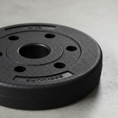 Disco Pesas 3kg Revestido En Pvc Gym Entrenamiento Negro