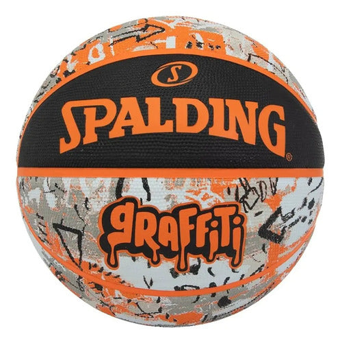 Balon Basquetball Spalding Grafiti Hule #7 Color Naranja