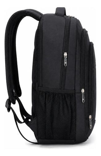 Mochila Escolar Universitaria Reforzada Negra 25l Viaje Negro Lisa