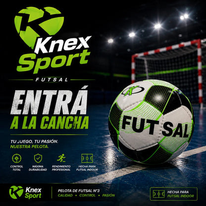 Pelota De Futsal N°3 Knex Sport Fútbol Sala Indoor Calidad Negro/verde