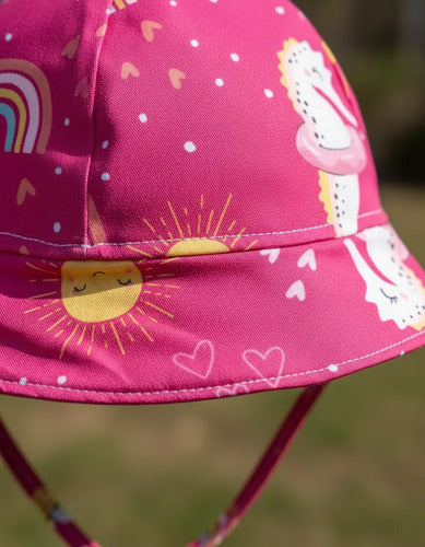Gorro Niño/a Playa Para El Solo Uv50+ - Kiko E Kika Rosa 3 Floreado
