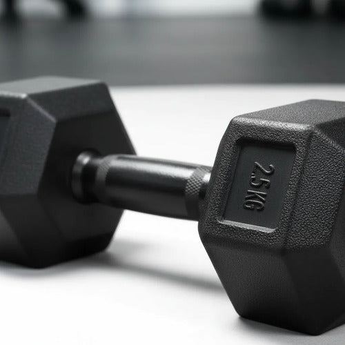 Kit Fitness Completo Pesas Mancuernas Kettlebell Colchoneta Negro