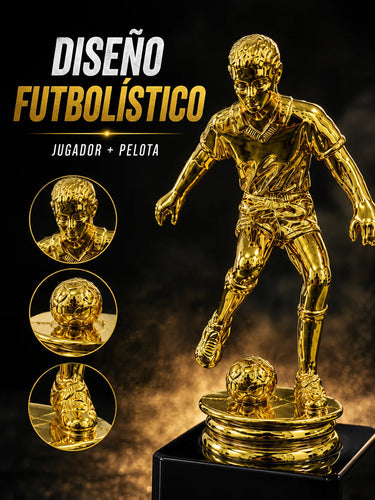 Trofeo Alegoría Fútbol Con Base Dorada 15 Cm Premiación Dorado