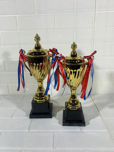 Copa Trofeo De Campeon 29cm Futbol Deportes Varios C Asas Dorado