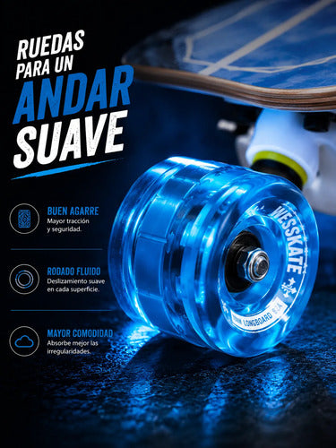 Longboard Weskate 108 Cm Tabla Maple Ruedas Anchas Paseo Weskate Ocean