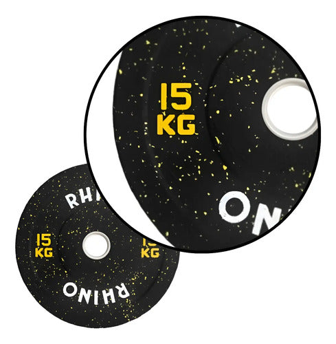 Disco Olimpico Caucho Bumper Crossfit Levantamiento 15kg Negro