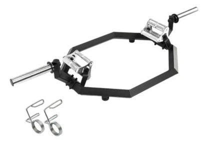 Barra Profesional Olimpica Trap Hexagonal 3 Agarres Livepro Negro