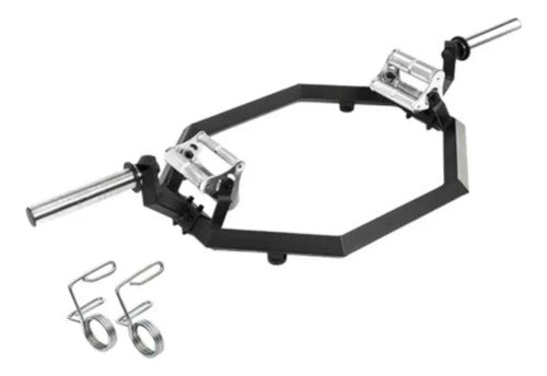 Barra Profesional Olimpica Trap Hexagonal 3 Agarres Livepro Negro