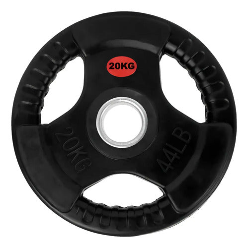 Disco Olímpico Fundición En Goma C/agarre 20kg - Rhino Negro