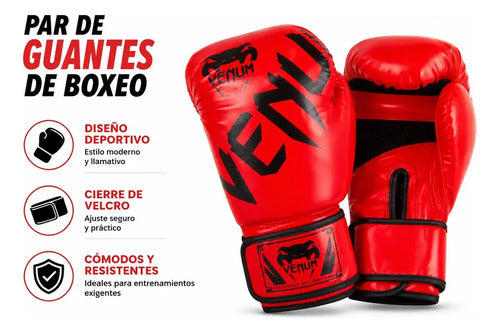 Guantes Boxeo Entrenamiento Premium Alta Protección Velcro 10oz Rojo